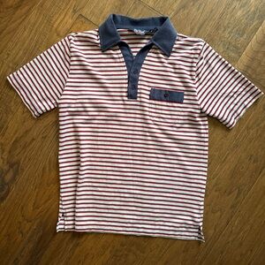 Par Four Sportswear striped vintage polo red and blue medium